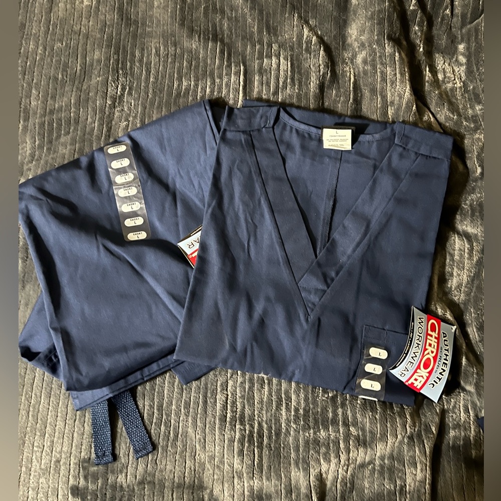 Navy blue Cherokee scrubs men’s TOP AND BOTTOM